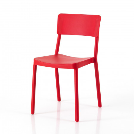 Sedia Interno Esterno Kara Red colore Rosso Opaco Impilabile Resistente Agenti e Raggi UV, H.81,5 L.43 P.50 cm