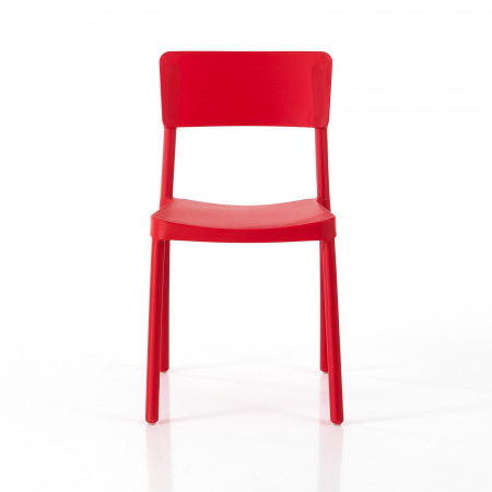 Sedia Interno Esterno Kara Red colore Rosso Opaco Impilabile Resistente Agenti e Raggi UV, H.81,5 L.43 P.50 cm