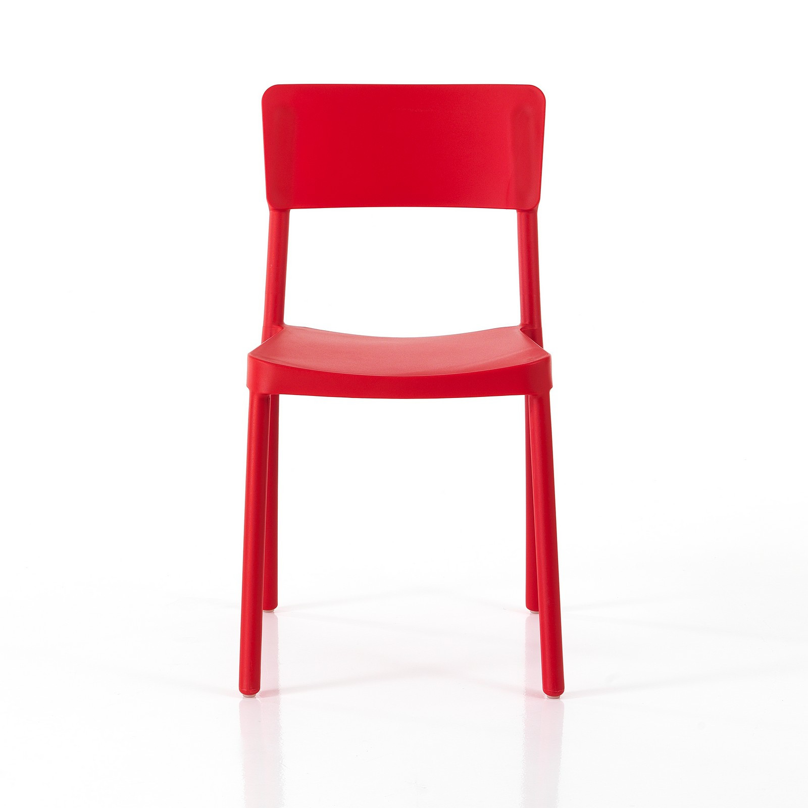 Sedia Interno Esterno Kara Red colore Rosso Opaco Impilabile Resistente Agenti e Raggi UV, H.81,5 L.43 P.50 cm