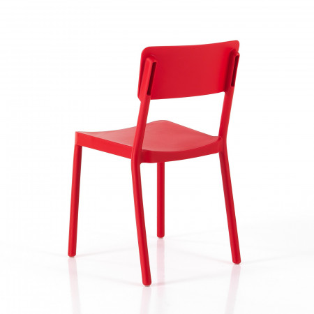 Sedia Interno Esterno Kara Red colore Rosso Opaco Impilabile Resistente Agenti e Raggi UV, H.81,5 L.43 P.50 cm