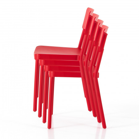 Sedia Interno Esterno Kara Red colore Rosso Opaco Impilabile Resistente Agenti e Raggi UV, H.81,5 L.43 P.50 cm