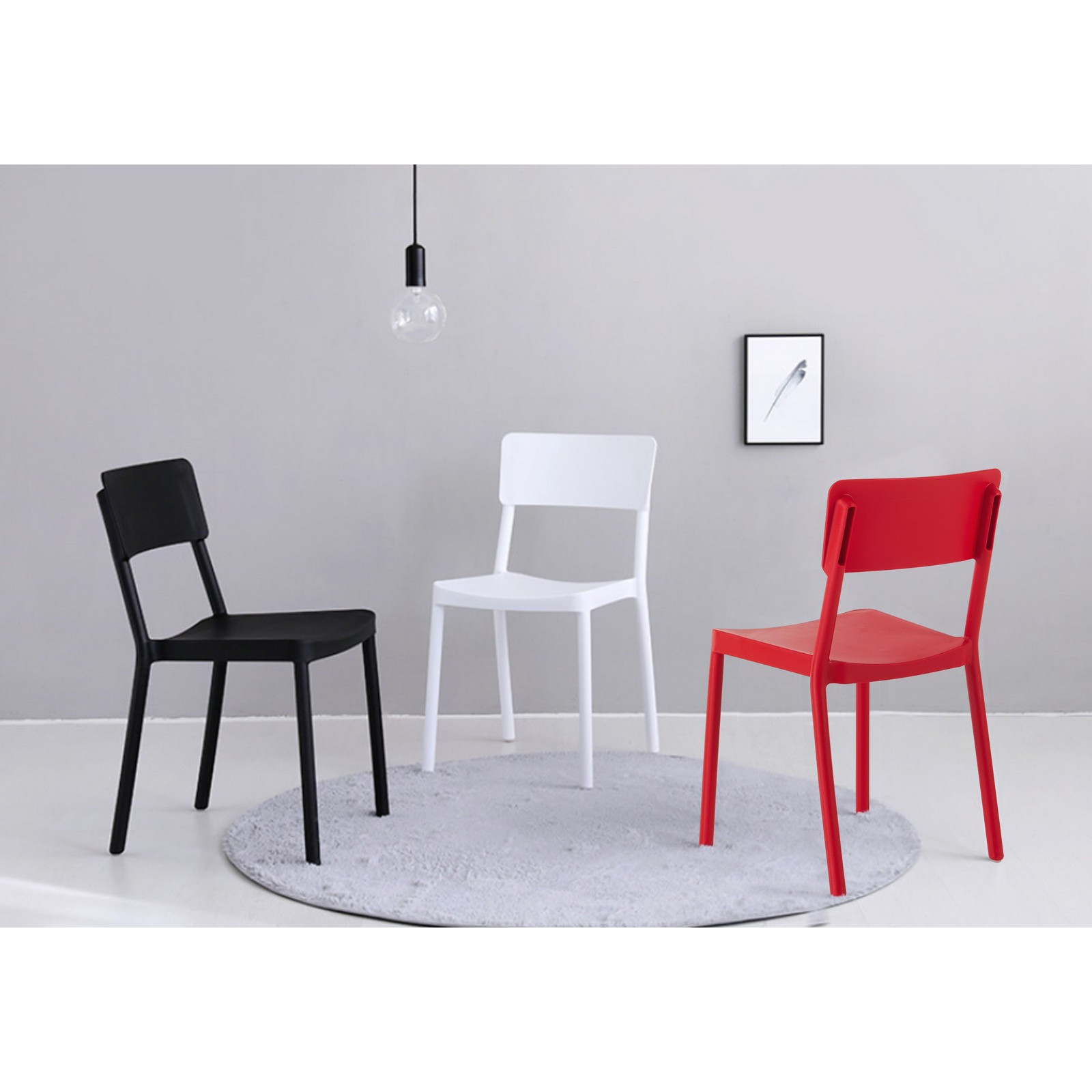 Sedia Interno Esterno Kara Red colore Rosso Opaco Impilabile Resistente Agenti e Raggi UV, H.81,5 L.43 P.50 cm