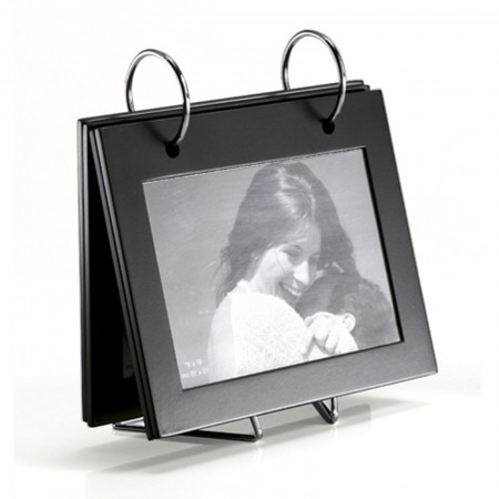 Portafoto ADAM-A in MDF Nero opaco struttura in Acciaio per 4 foto 10x15 cm, 19 x 9 x h18 cm