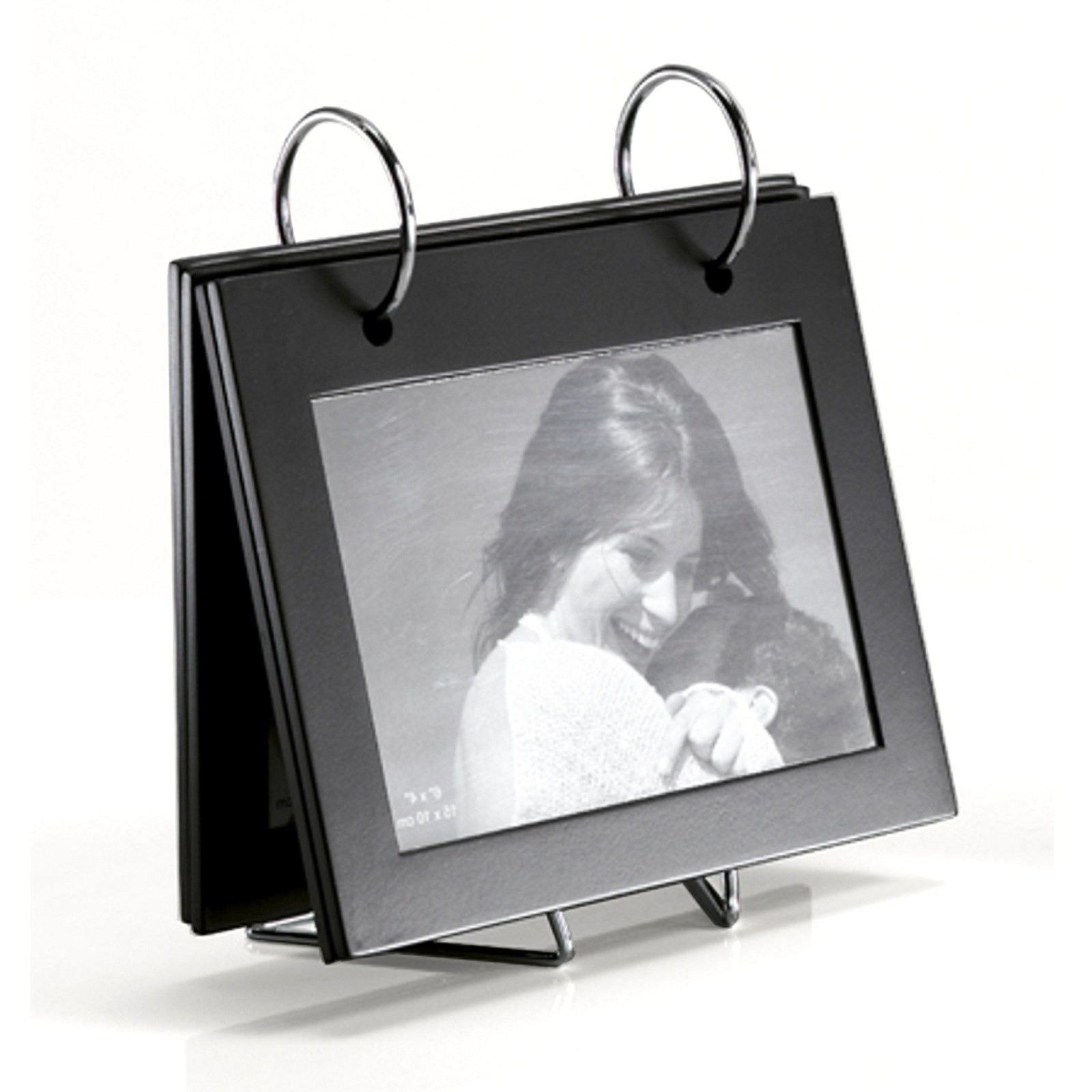 Portafoto ADAM-A in MDF Nero opaco struttura in Acciaio per 4 foto 10x15 cm, 19 x 9 x h18 cm