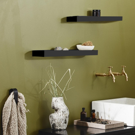 Mensola 60 - BILLA BLACK in tamburato di MDF verniciata Nera opaca cm. L.60 x P.23,5 x H.3,8
