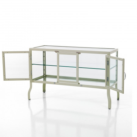 Vetrina 3 Ante Mek White Produzione Dulton in Acciaio Laccato di colore Avorio Lucido, L125 P50 H76 cm