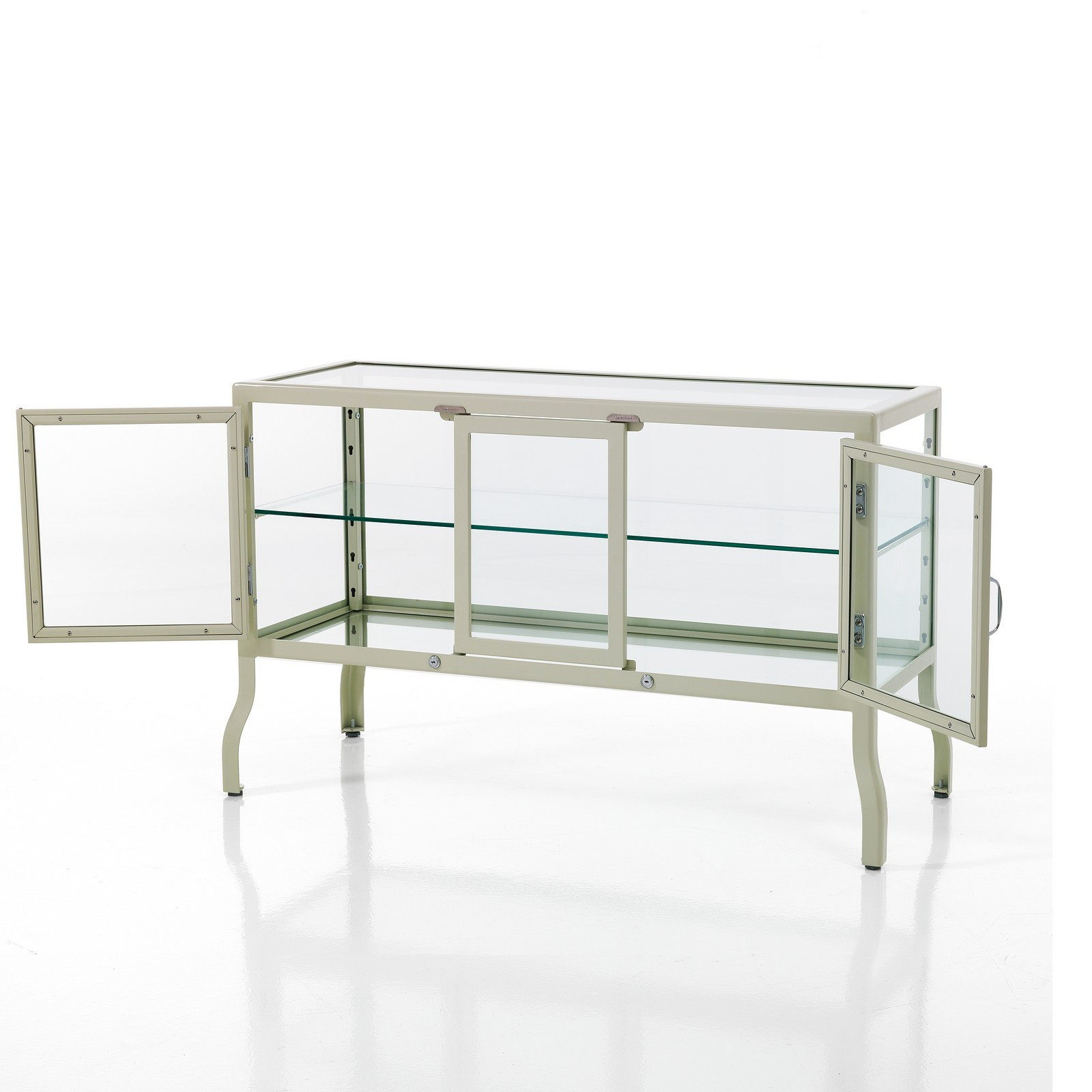 Vetrina 3 Ante Mek White Produzione Dulton in Acciaio Laccato di colore Avorio Lucido, L125 P50 H76 cm