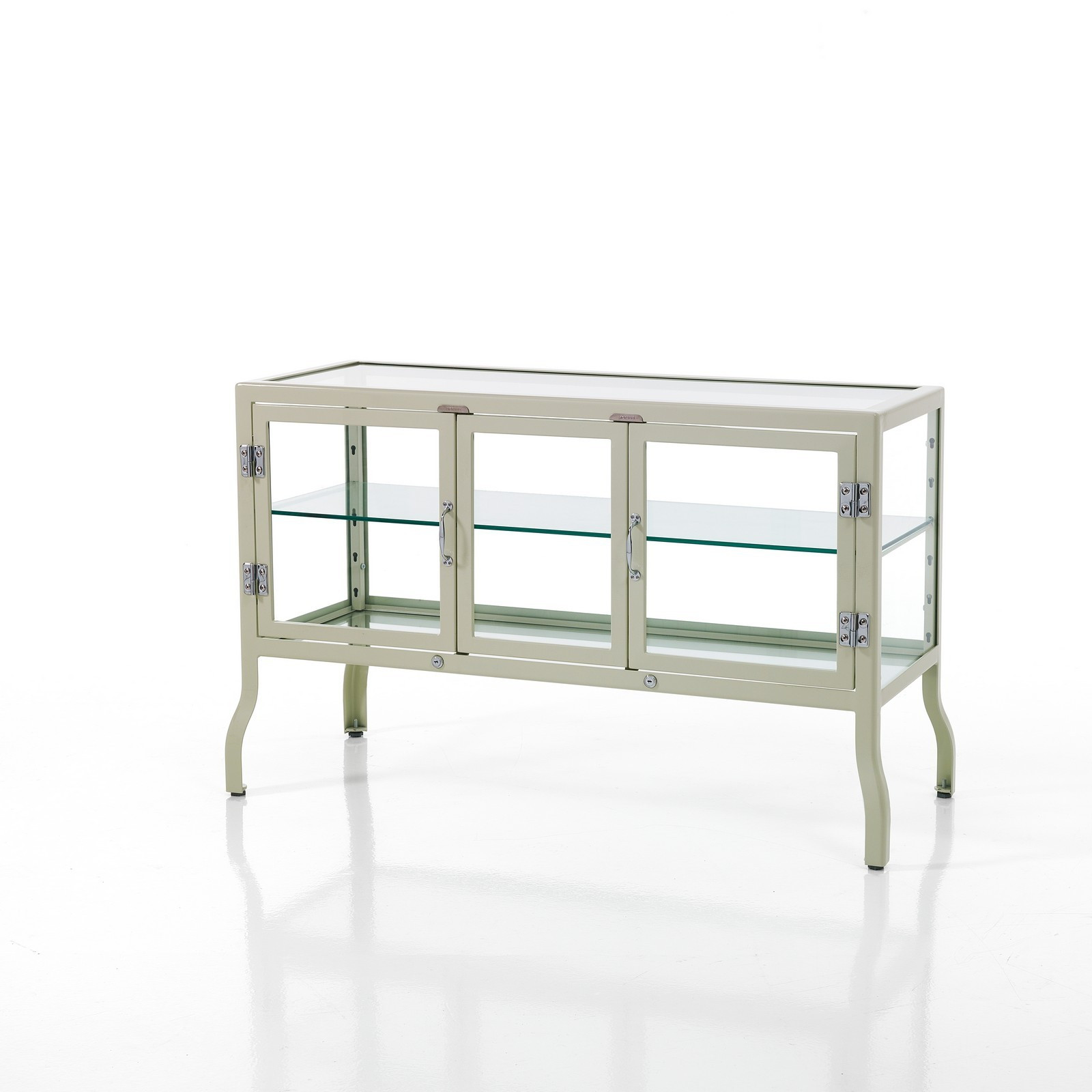 Vetrina 3 Ante Mek White Produzione Dulton in Acciaio Laccato di colore Avorio Lucido, L125 P50 H76 cm
