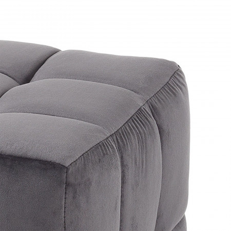 Pouf Tiago Velvet in microfibra effetto velluto Grigio e acciaio Oro Rose Gold, 44x44xh44 cm