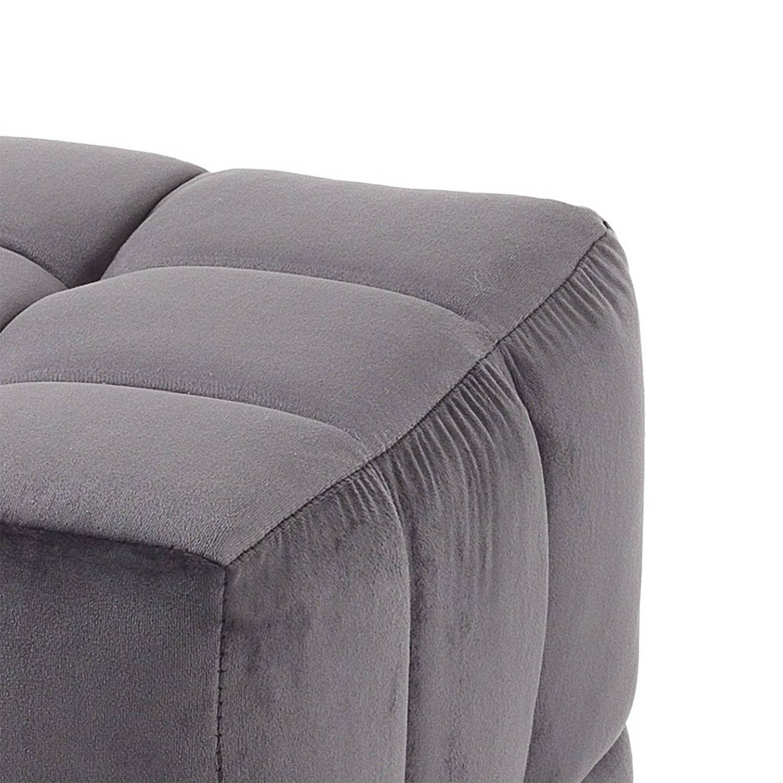 Pouf Tiago Velvet in microfibra effetto velluto Grigio e acciaio Oro Rose Gold, 44x44xh44 cm
