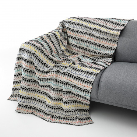 Plaid Cotone Cortina 100% cotone a righe multicolore, 190x135 cm