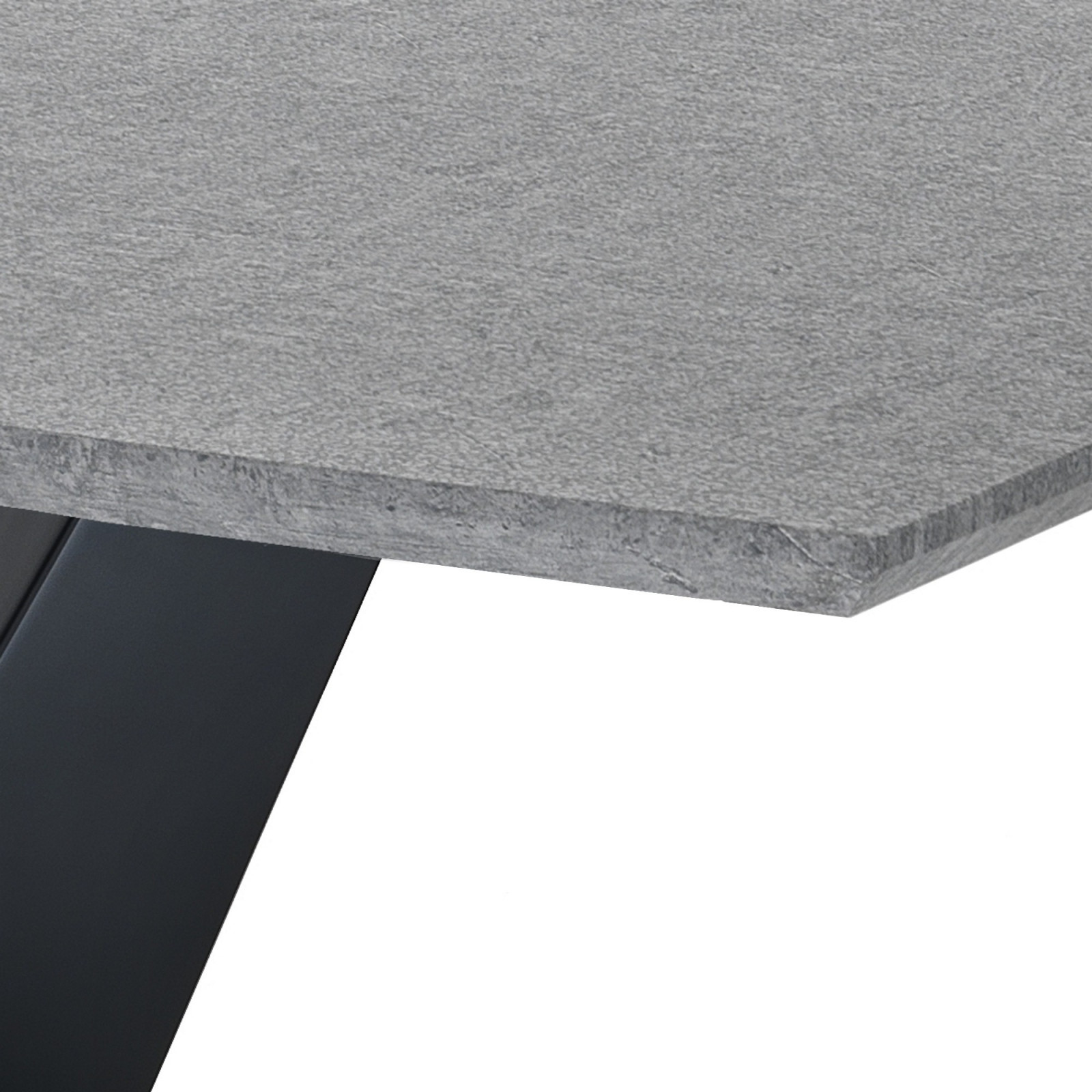 Tavolo Allungabile Alex Cement Grigio Top finitura Cemento e Struttura Nero opaco con base in acciaio cromato, 160-200x90 cm