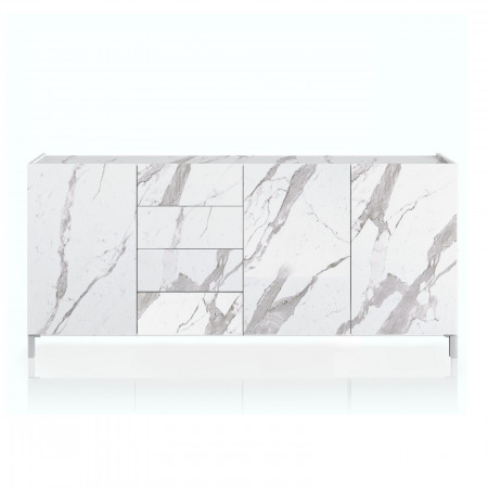 Madia grande MILANO WHITE MARBLE finitura Marmo Bianco Calacatta opaco cm. H.84 L.174 P.40 MADE IN ITALY