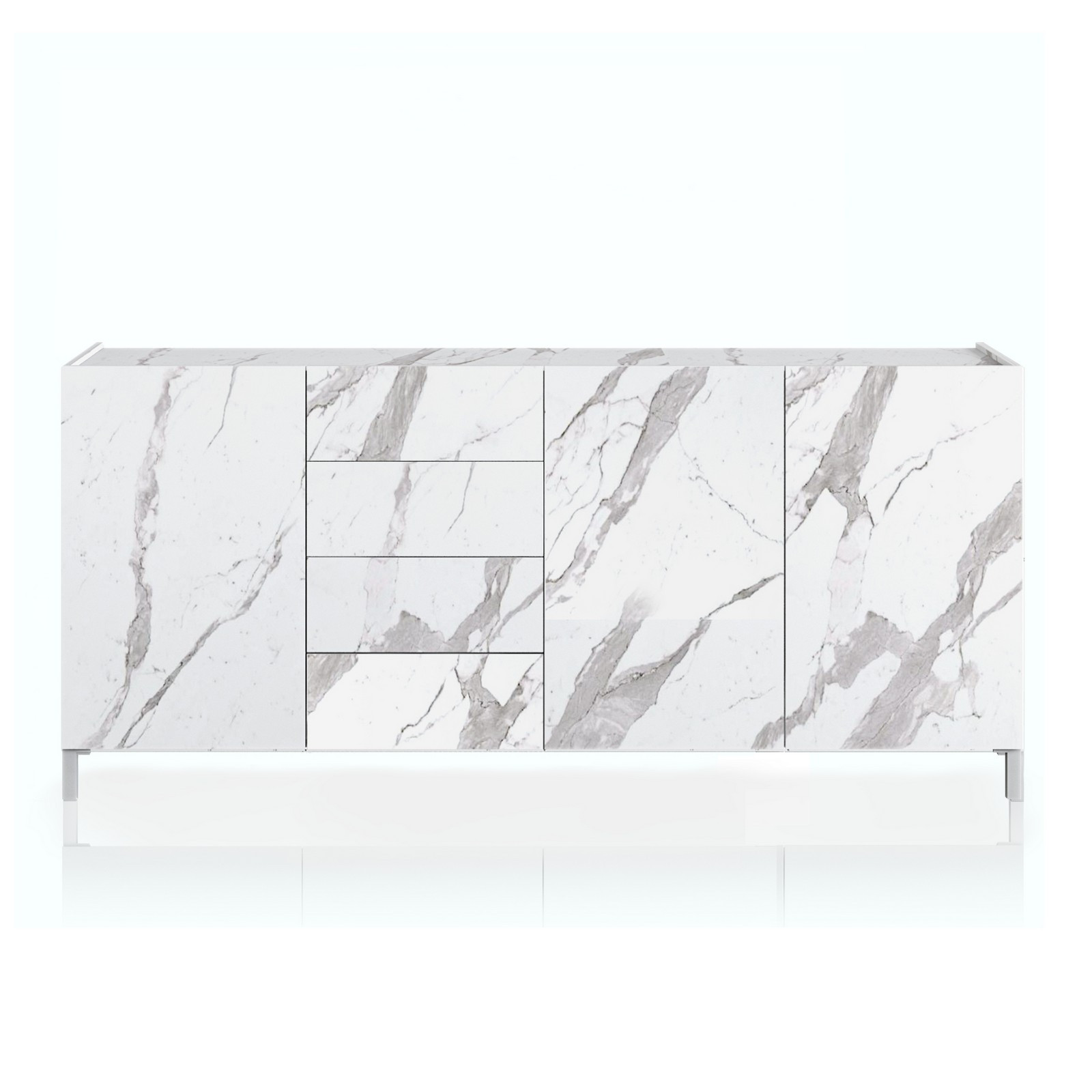 Madia grande MILANO WHITE MARBLE finitura Marmo Bianco Calacatta opaco cm. H.84 L.174 P.40 MADE IN ITALY