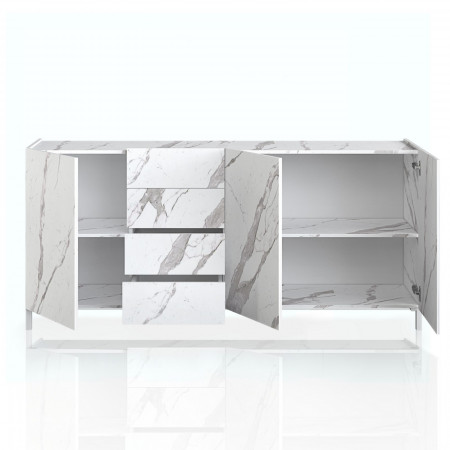 Madia grande MILANO WHITE MARBLE finitura Marmo Bianco Calacatta opaco cm. H.84 L.174 P.40 Made in Italy
