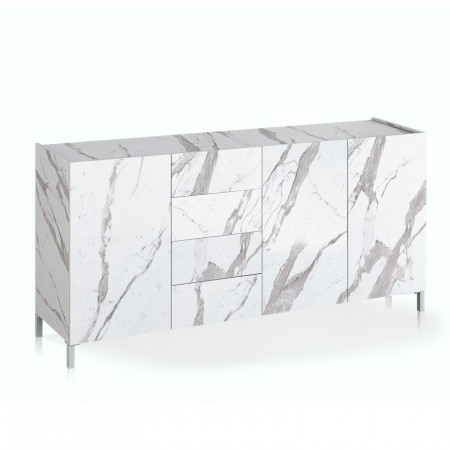 Madia grande MILANO WHITE MARBLE finitura Marmo Bianco Calacatta opaco cm. H.84 L.174 P.40 Made in Italy