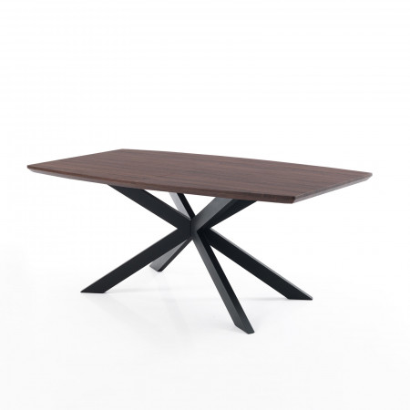 Tavolo Allungabile in legno Jose Dark Wood Top finitura Noce e Gambe in metallo Nero opaco, 160-210x90 cm