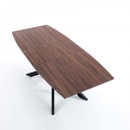 Tavolo Allungabile in legno Jose Dark Wood Top finitura Noce e Gambe in metallo Nero opaco, 160-210x90 cm