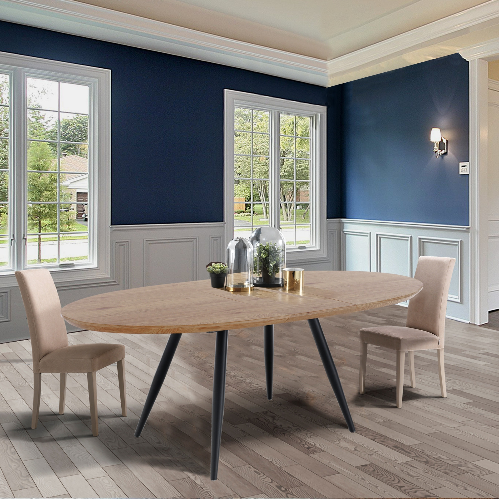 Tavolo Allungabile Jack finitura Rovere e metallo Nero opaco 160-200x93 cm Tavolo Allungabile Jack finitura Rovere e metallo Nero opaco 160-200x93 cm