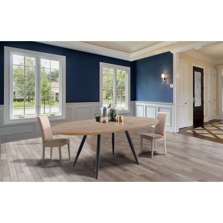 Tavolo Allungabile in legno Jack Top finitura Rovere e Gambe in metallo Nero opaco, 160-200x93 cm