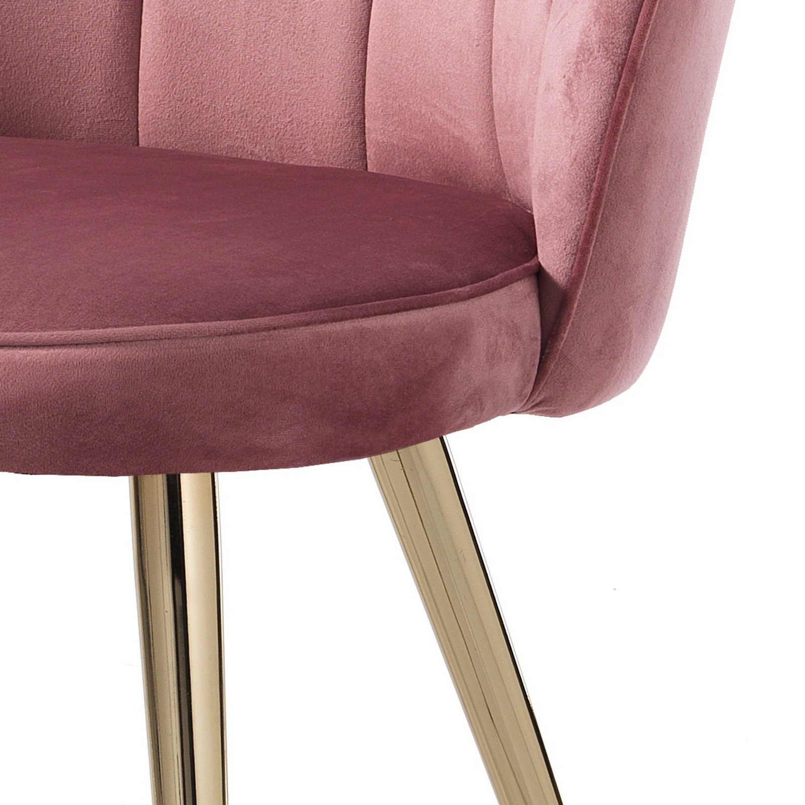 Sedia Charlotte Pink in tessuto effetto velluto Rosa Cipria e metallo verniciato Oro lucido, 57x58xh78 cm