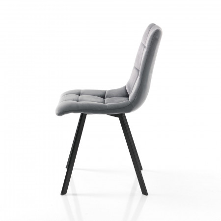 Sedia Isla Grey in tessuto effetto velluto Grigia e metallo Nero opaco, 44x56xh87 cm