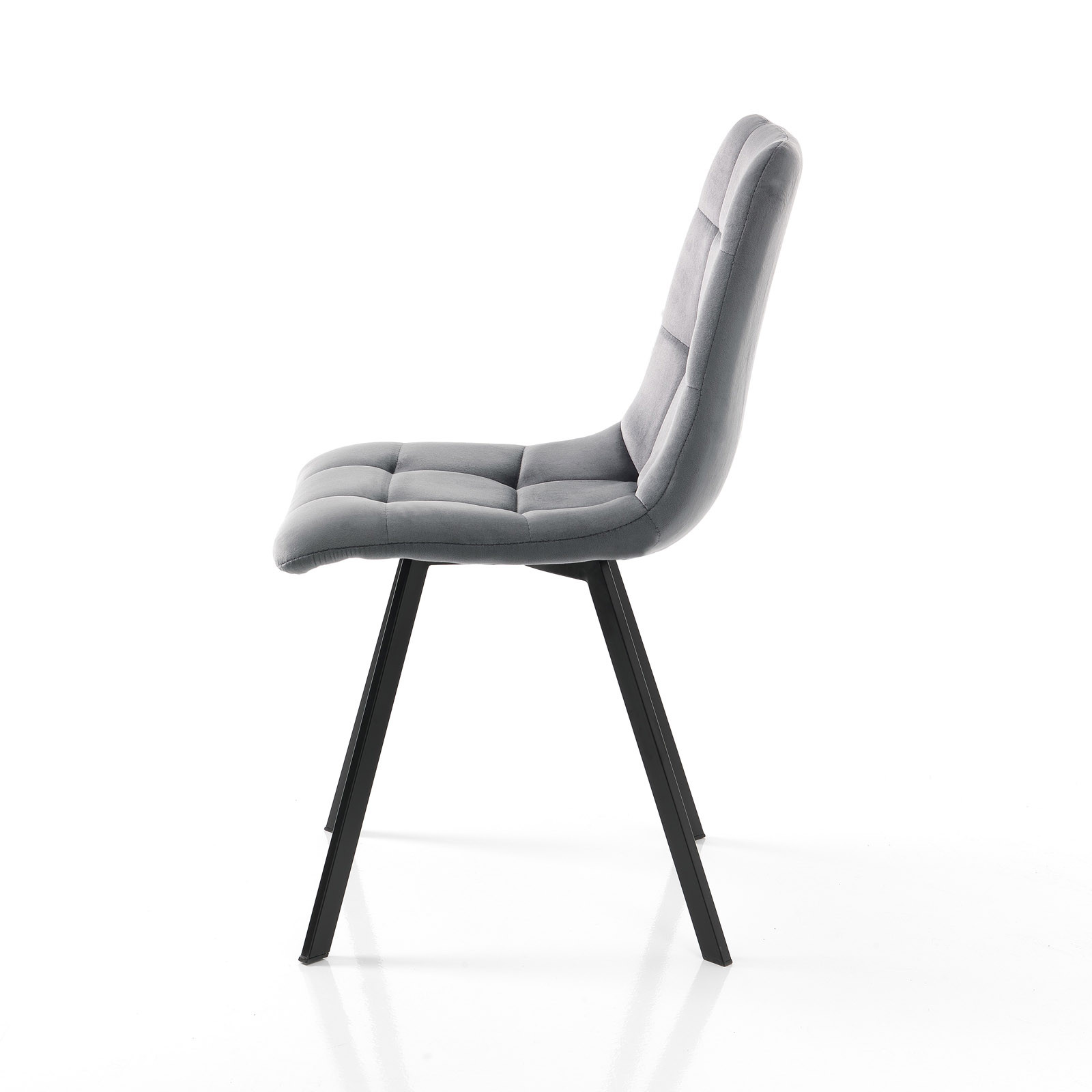 Sedia Isla Grey in tessuto effetto velluto Grigia e metallo Nero opaco, 44x56xh87 cm