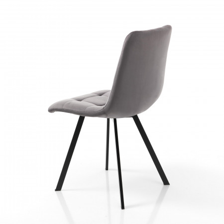 Sedia Isla Grey in tessuto effetto velluto Grigia e metallo Nero opaco, 44x56xh87 cm
