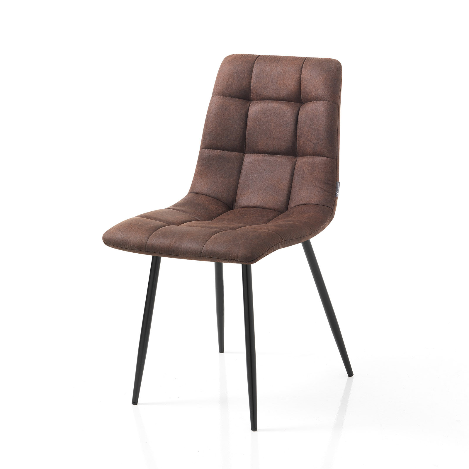 Sedia Isla Old Brown in microfibra effetto velluto Marrone invecchiato e metallo Nero opaco, 44x56xh87 cm