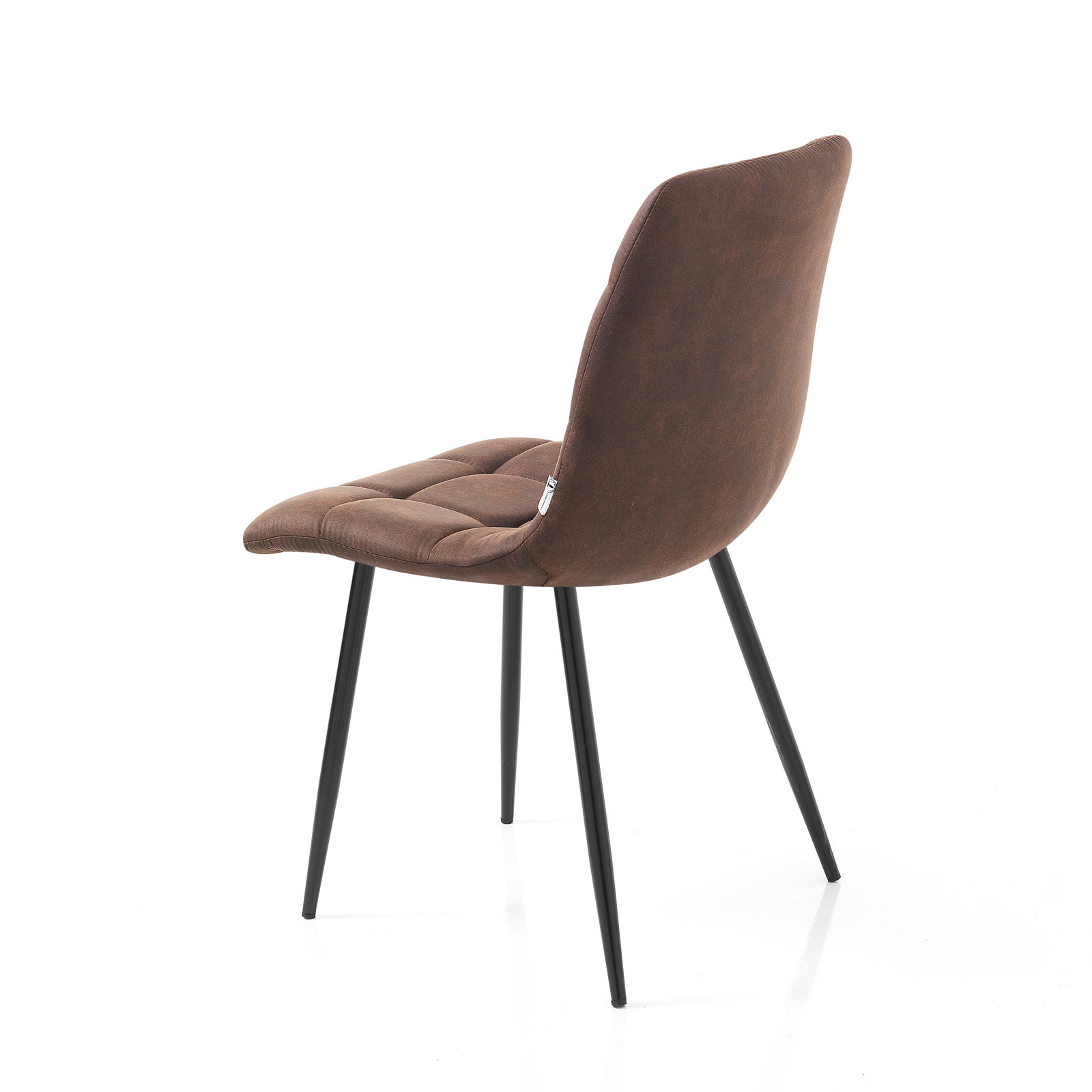 Sedia Isla Old Brown in microfibra effetto velluto Marrone invecchiato e metallo Nero opaco, 44x56xh87 cm