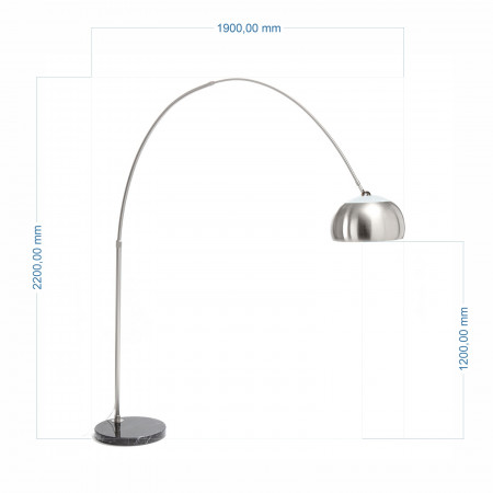 Lampada da terra ad arco Oracle in Metallo Satinato base in Marmo Nero, h220x190 cm