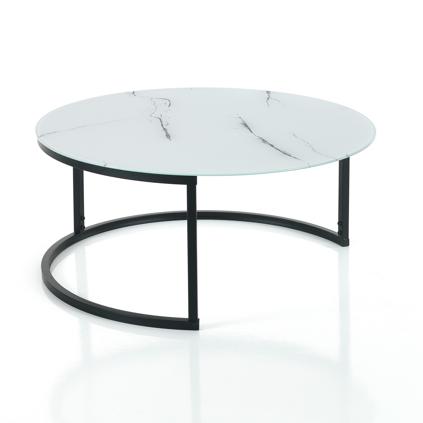 Tavolino grande GALA piano in vetro effetto marmo Bianco