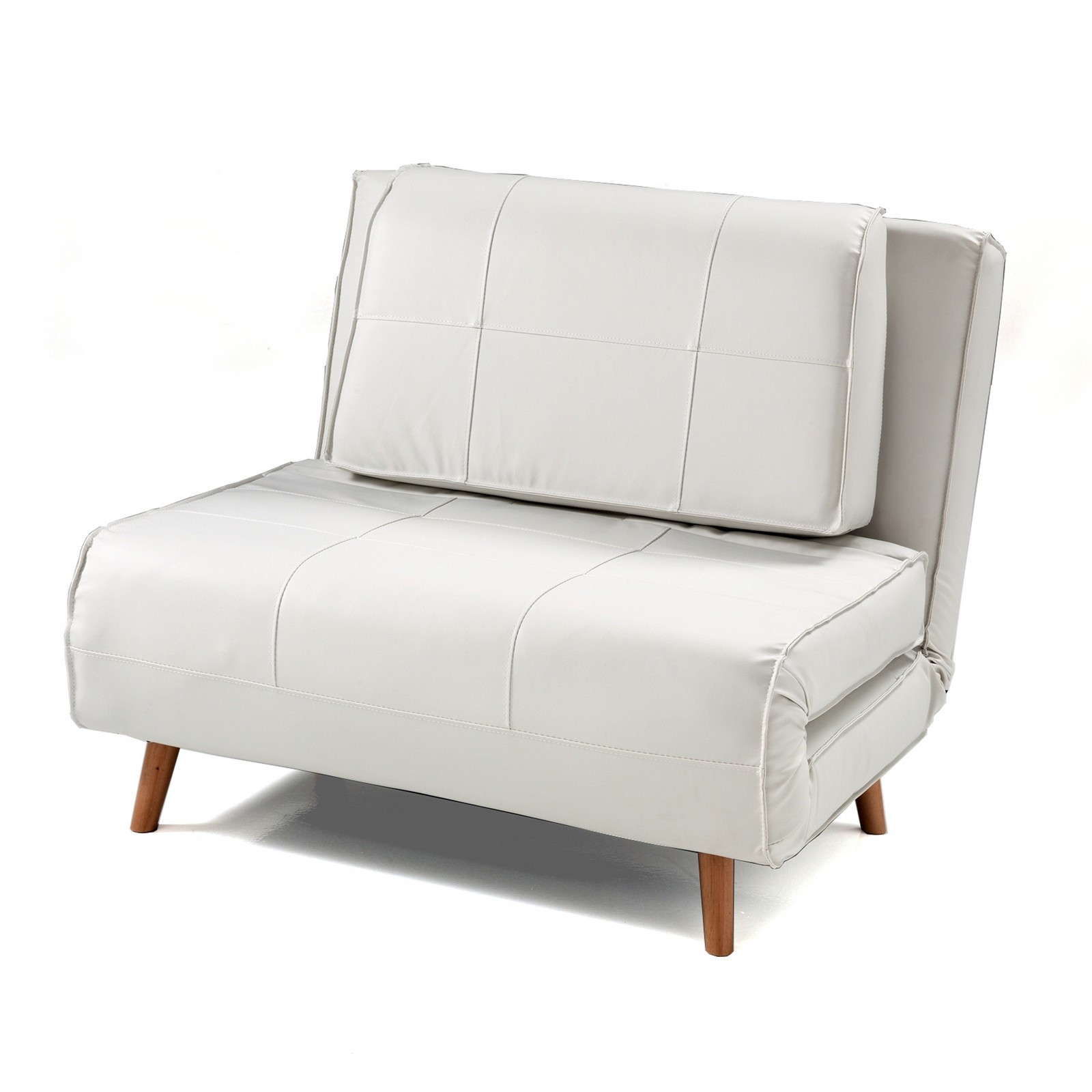 Poltrona / Letto FELIX in pelle sintetica Bianca, L100 P85/180 cm