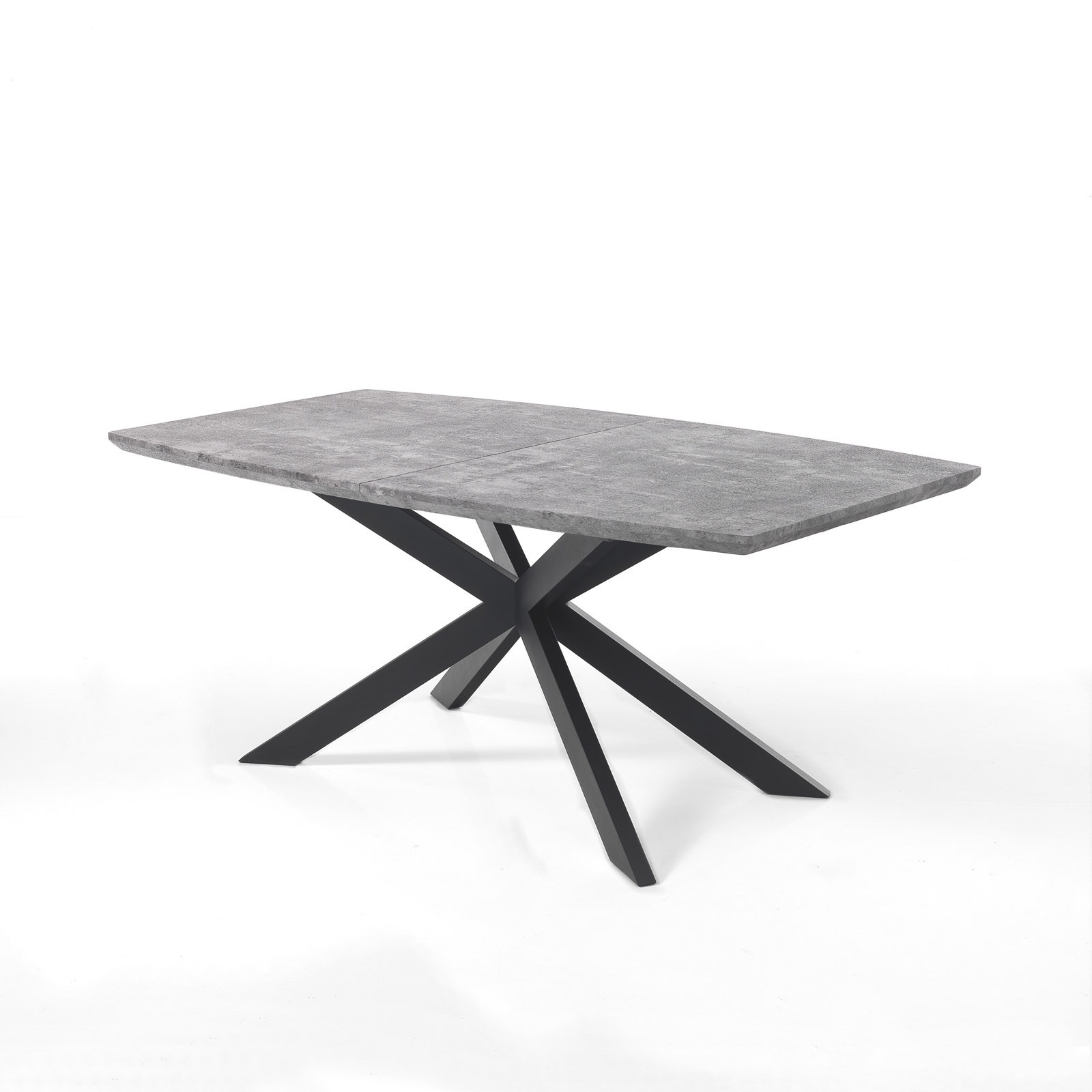 Tavolo Allungabile Jose Cement Grigio finitura Cemento 3D e metallo Nero opaco, 160-210x90 cm