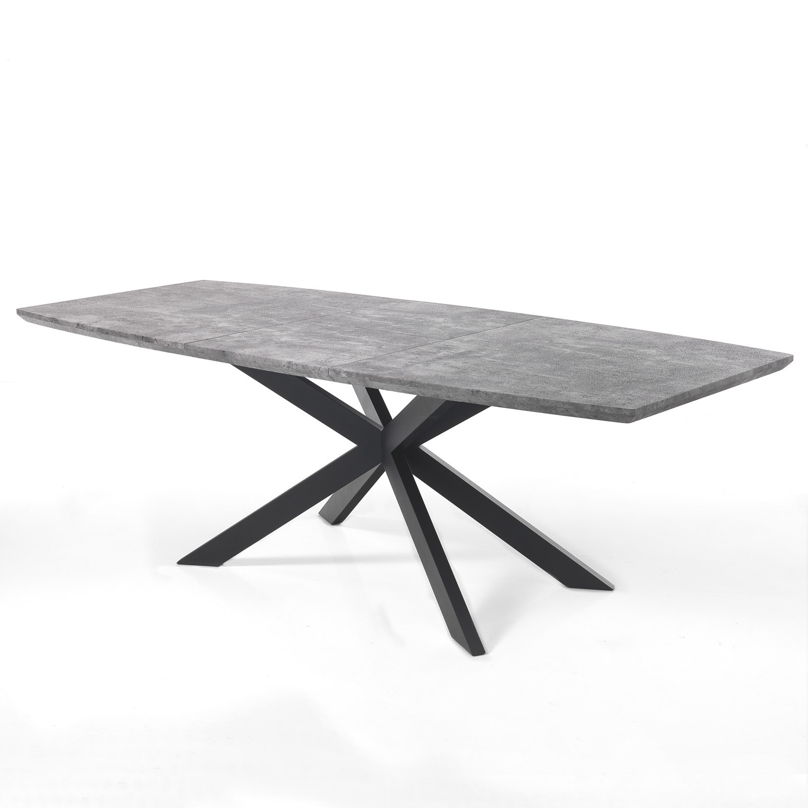 Tavolo Allungabile Jose Cement Grigio finitura Cemento 3D e metallo Nero opaco, 160-210x90 cm