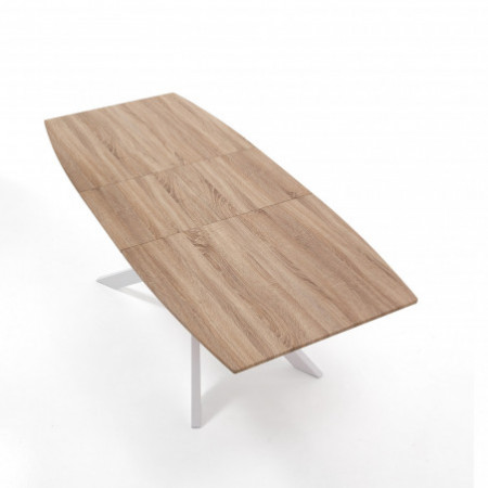 Tavolo Allungabile in legno Jose Wood Top finitura Rovere e Gambe in metallo Bianco opaco, 160-210x90 cm