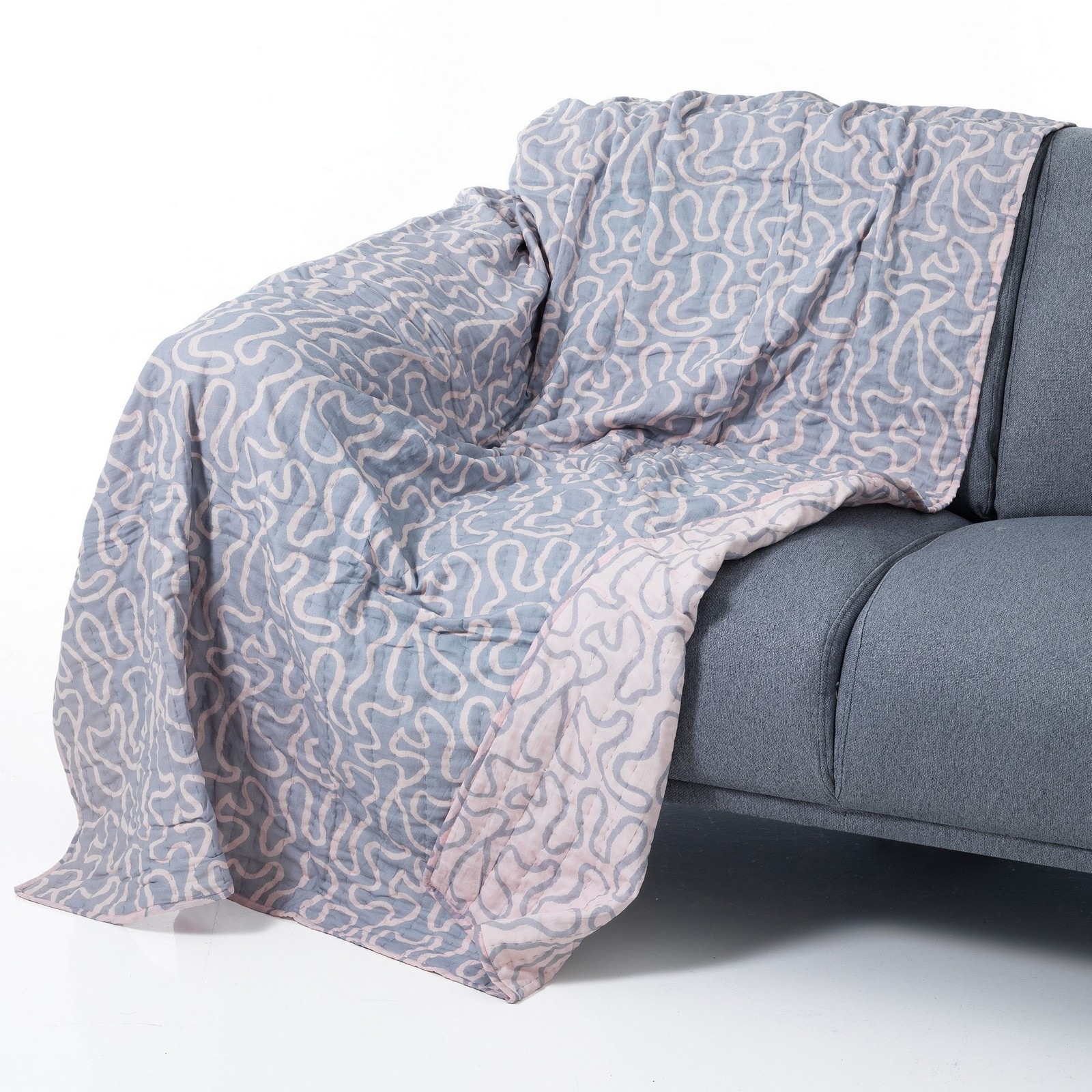 Plaid cotone WOVEN PINK colore Grigio e Rosa 100% cotone