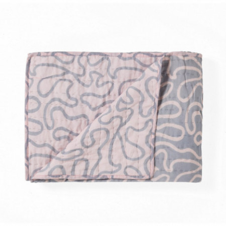 Plaid cotone WOVEN PINK colore Grigio e Rosa 100% cotone, 135 x 190 cm
