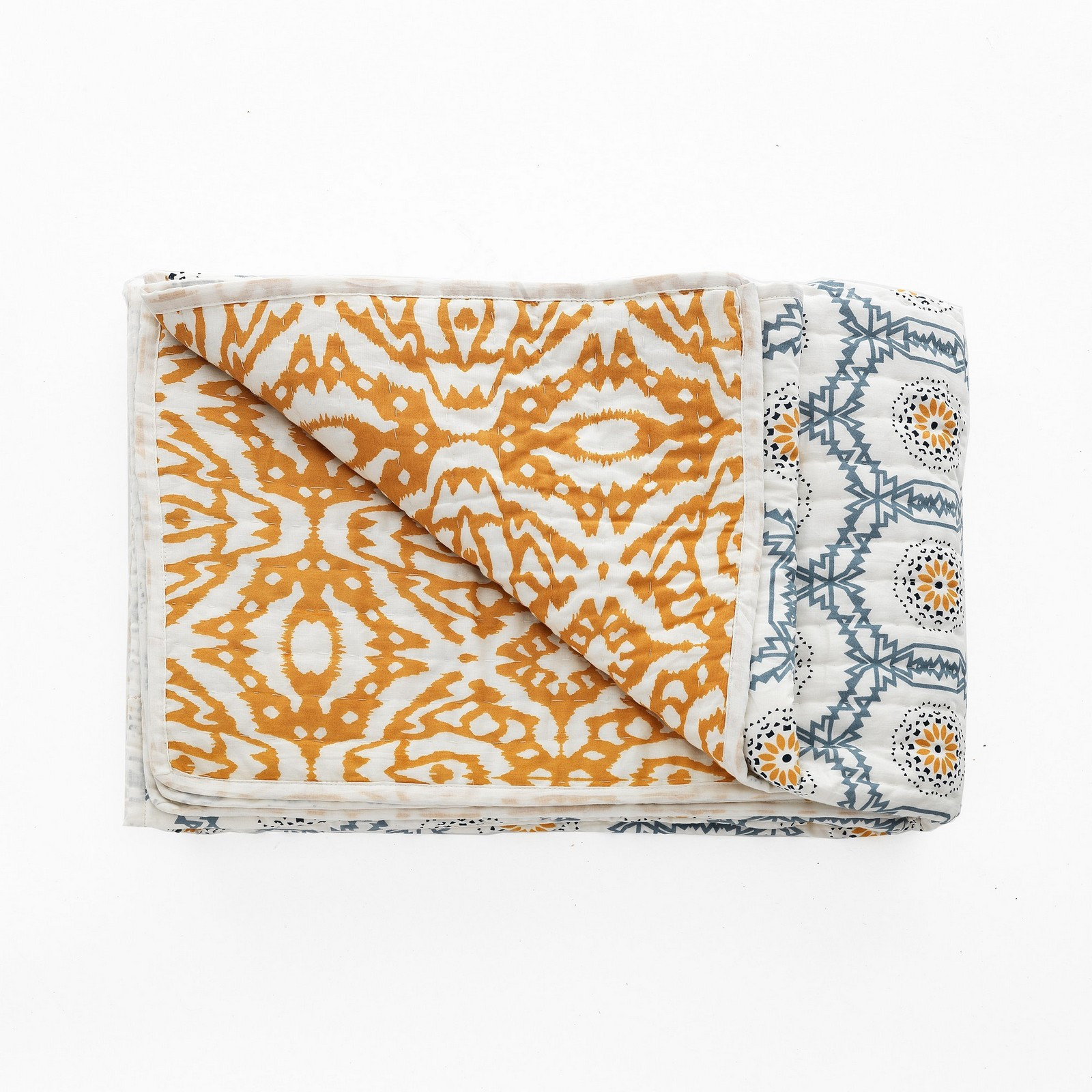 Plaid cotone MILO colore Giallo 100% cotone, 135 x 190 cm