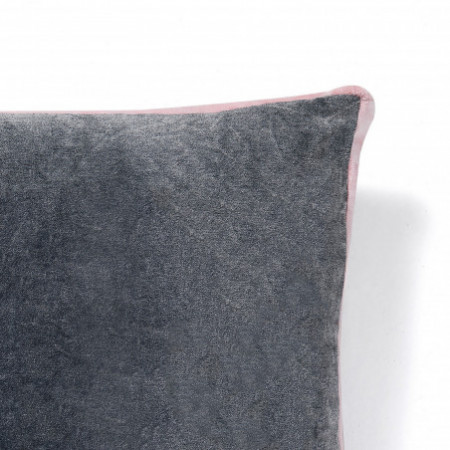 Cuscino SOFT GREY colore Grigio 100% cotone effetto velluto Made in INDIA, 45x45 cm
