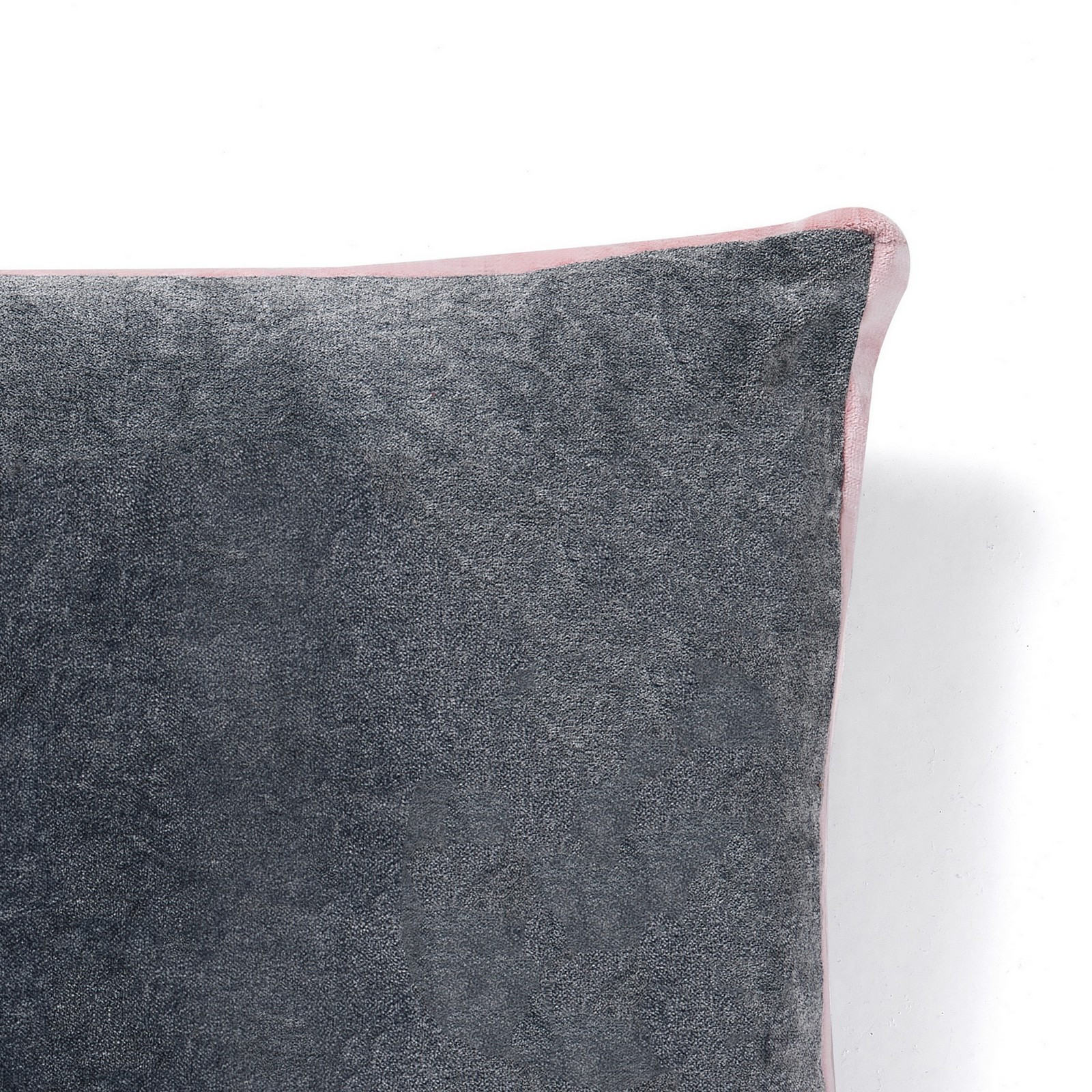 Cuscino SOFT GREY colore Grigio 100% cotone effetto velluto Made in INDIA, 45x45 cm