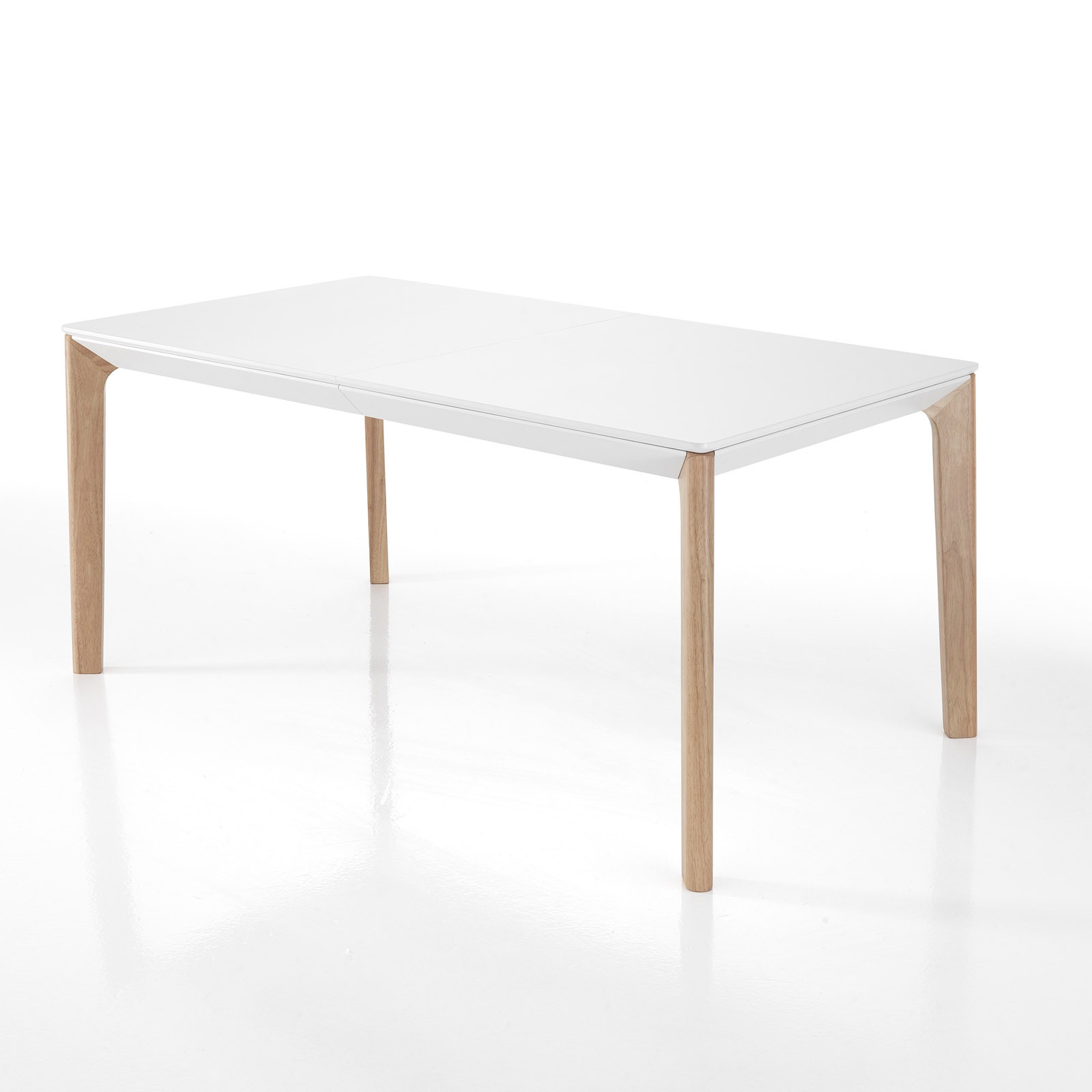 Tavolo Allungabile Margaret laccato bianco opaco e legno massello tinte Rovere, 160-240x90 cm