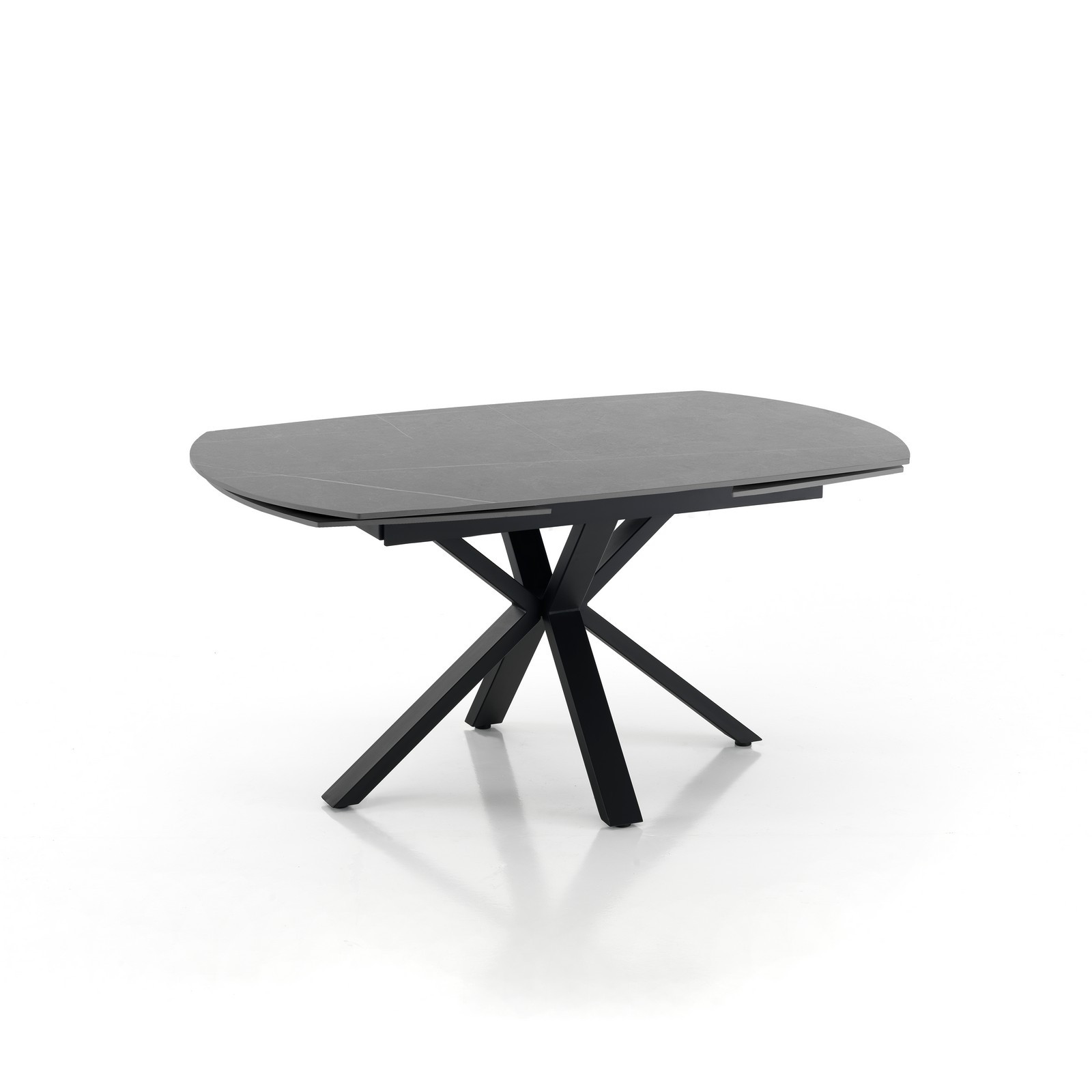 Tavolo allungabile MEGGY GREY MARBLE piano ceramica Marmo Grigio opaco e basamento Nero opaco, 140-210 x 90 x h75 cm