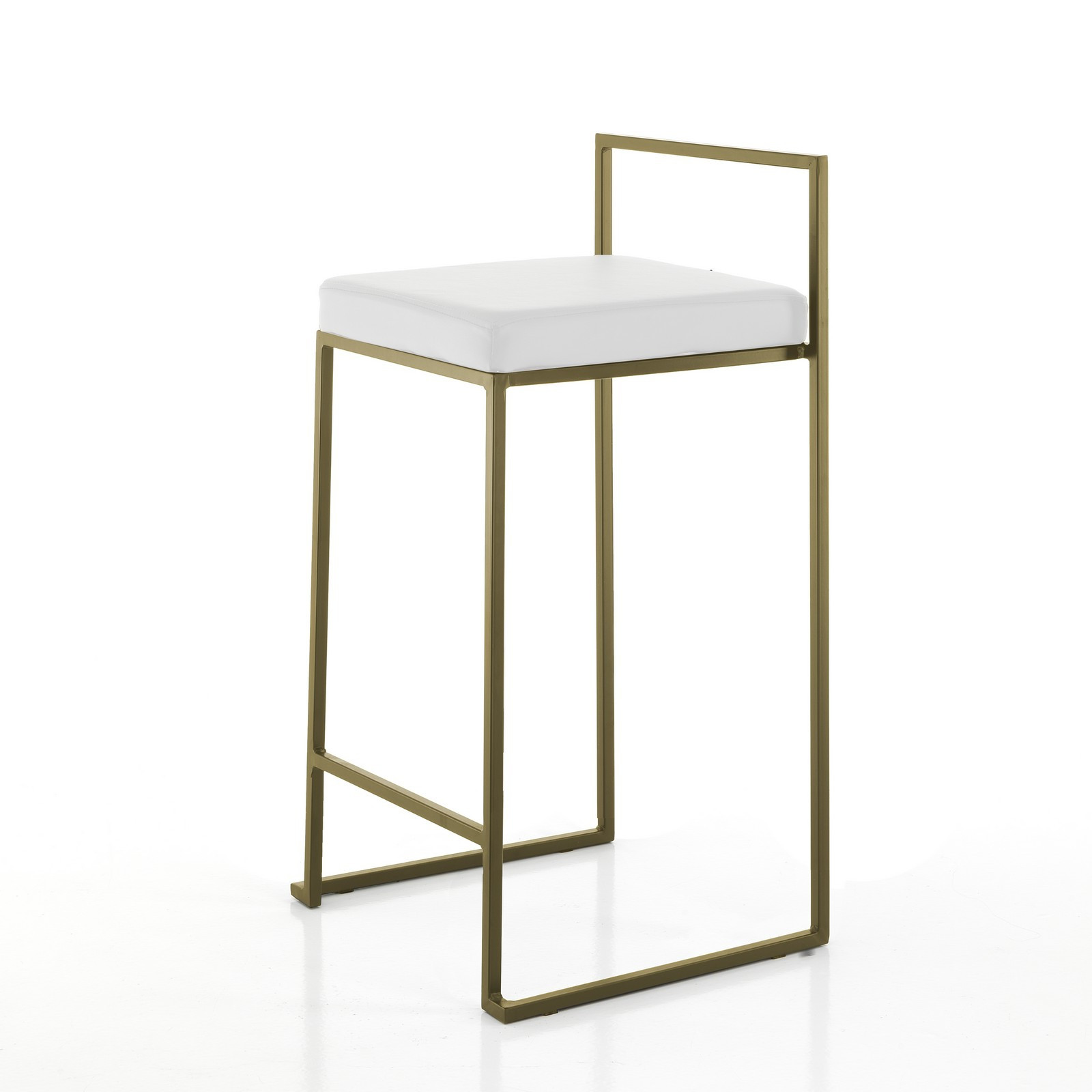 Sgabello GRACE GOLD HOME pelle sintetica Bianca struttura metallo colore Oro opaco cm H77 L41 P41