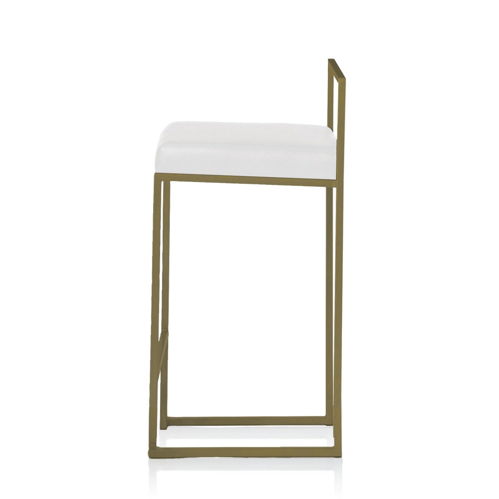 Sgabello GRACE GOLD HOME pelle sintetica Bianca struttura metallo colore Oro opaco cm H77 L41 P41