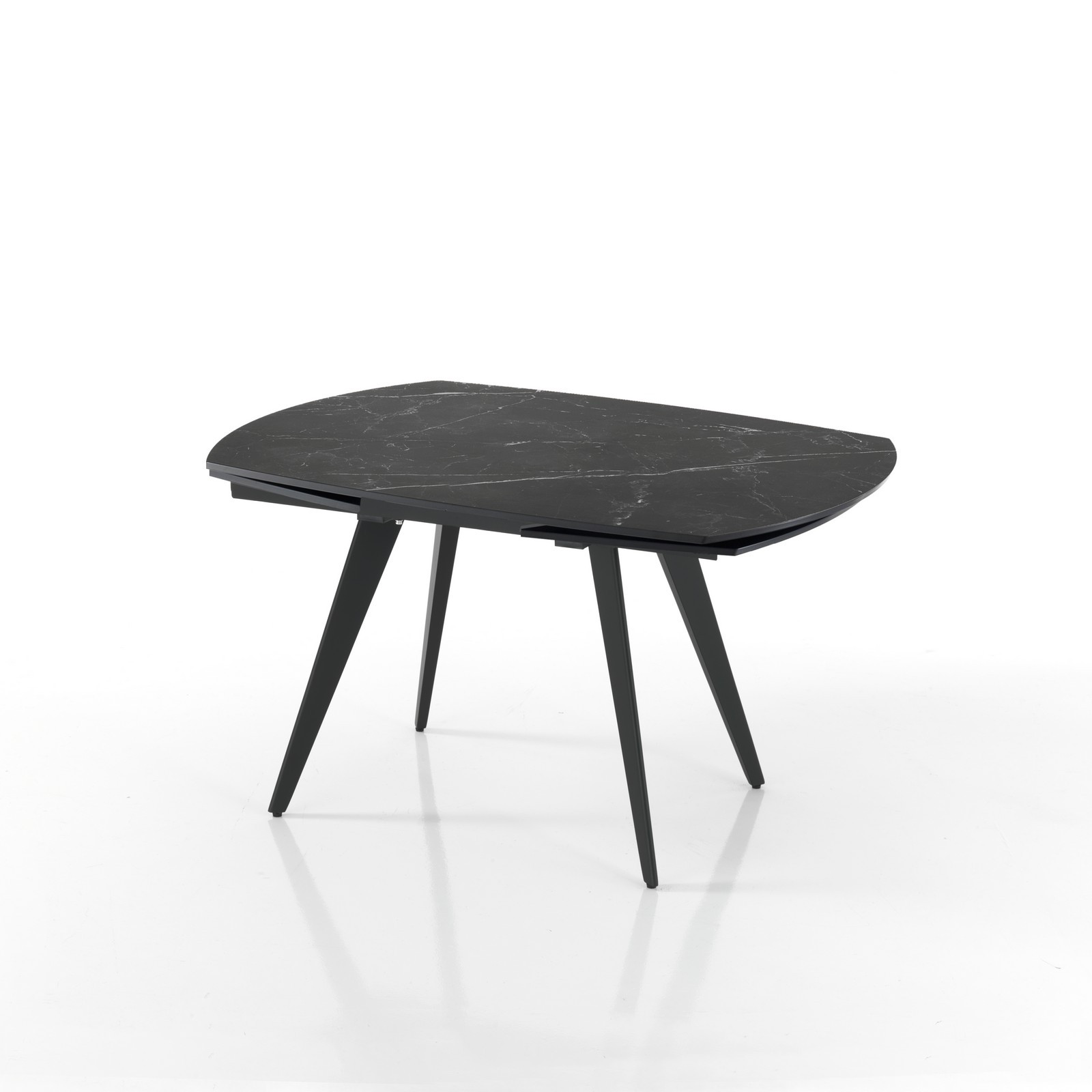Tavolo allungabile in ceramica RALPH MARMO NERO finitura Top Marmo Nero e base in acciaio, 140-200 x 90 cm