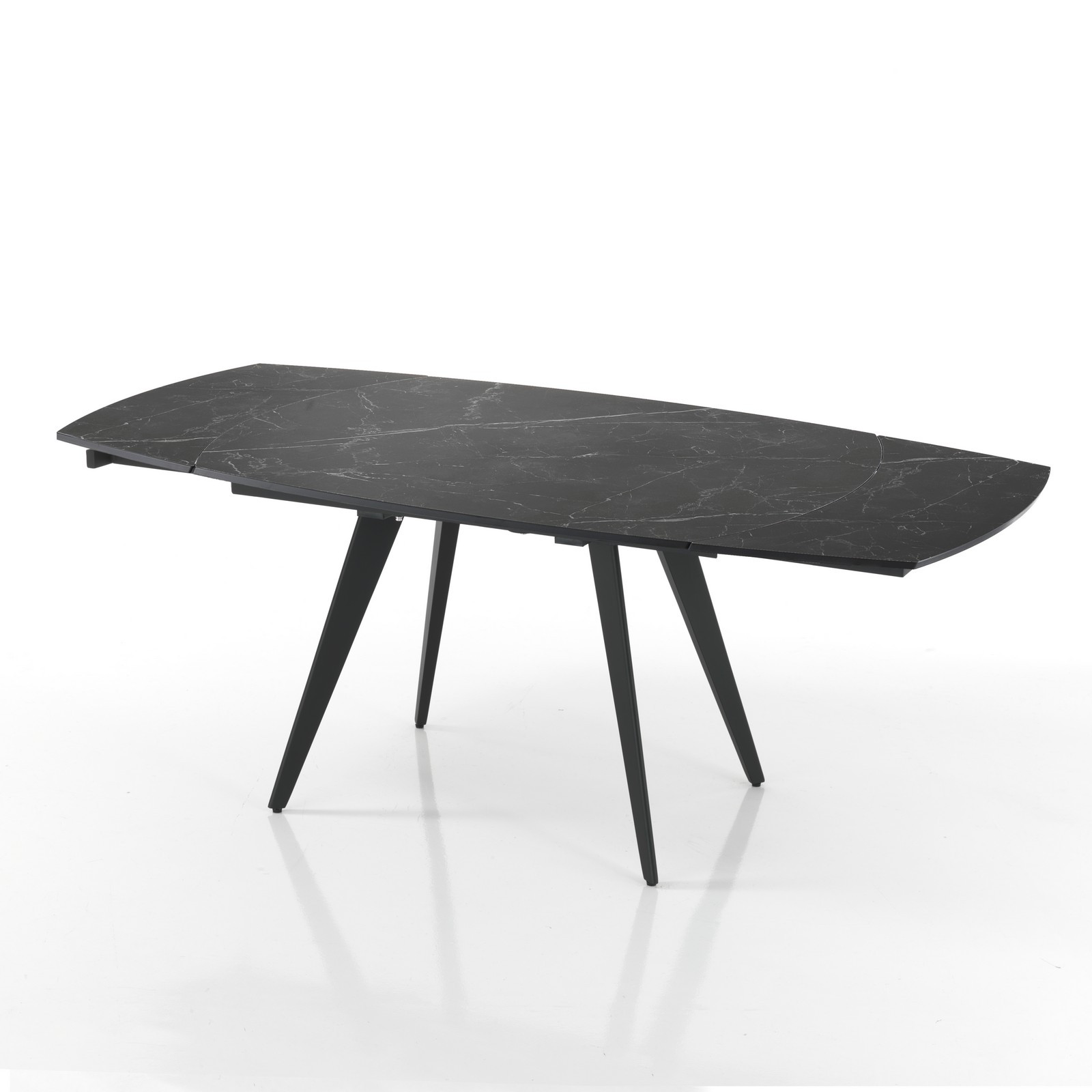 Tavolo allungabile in ceramica RALPH MARMO NERO finitura Top Marmo Nero e base in acciaio, 140-200 x 90 cm