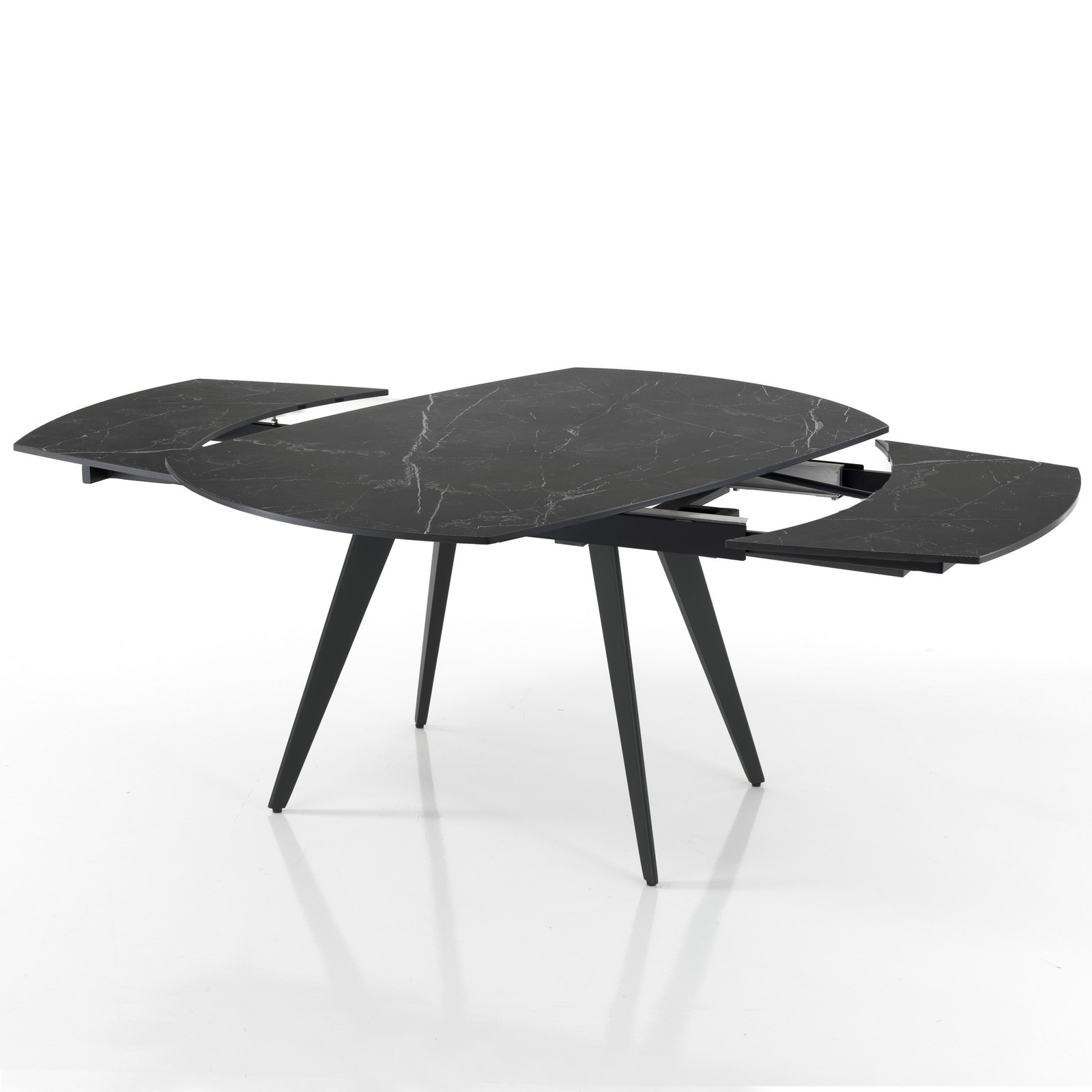 Tavolo allungabile in ceramica RALPH MARMO NERO finitura Top Marmo Nero e base in acciaio, 140-200 x 90 cm