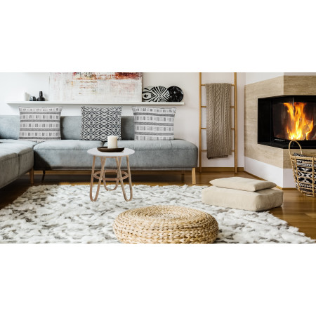 Tavolino Alto Vienna in Rattan con top laccato Bianco, d50xh55 cm