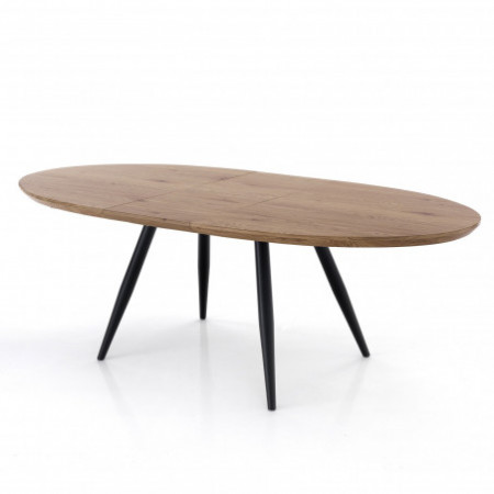 Tavolo Allungabile in legno Jack Top finitura Rovere e Gambe in metallo Nero opaco, 160-200x93 cm